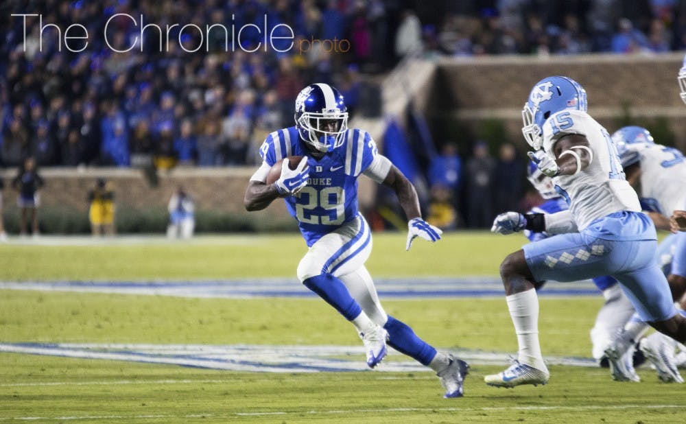 Shaun Wilson ran for 107 yards and a touchdown to help Duke control possession and burn clock in Thursday's 28-27 upset&nbsp;win.