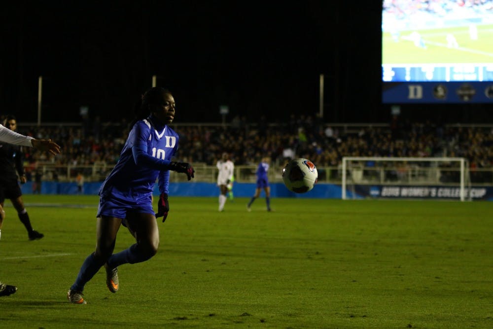 Junior Toni Payne had a foot in both Blue Devil goals Friday night as Duke upset the top-seeded Seminoles in the College Cup semifinals.
