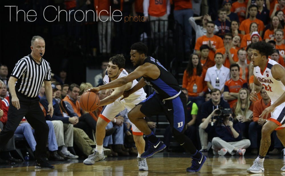 <p>The Blue Devils held Virginia to 5-of-20 shooting from 3-point range and pressured the Cavalier guards into some costly turnovers.&nbsp;</p>