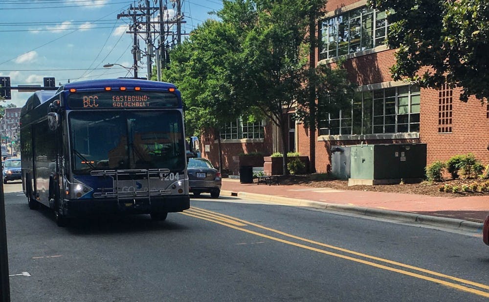 The Bull City Connector making its daily route across Durham.