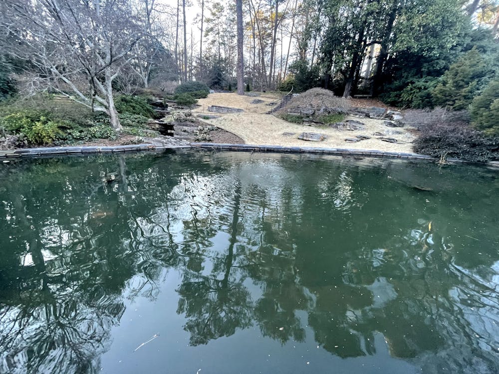 The koi fish pool on Monday, Feb. 13.