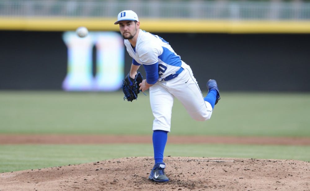<p>Graduate student&nbsp;Trent Swart pitched a season-high eight innings and threw 118 pitches&mdash;the most any Blue Devil pitcher threw this season.</p>