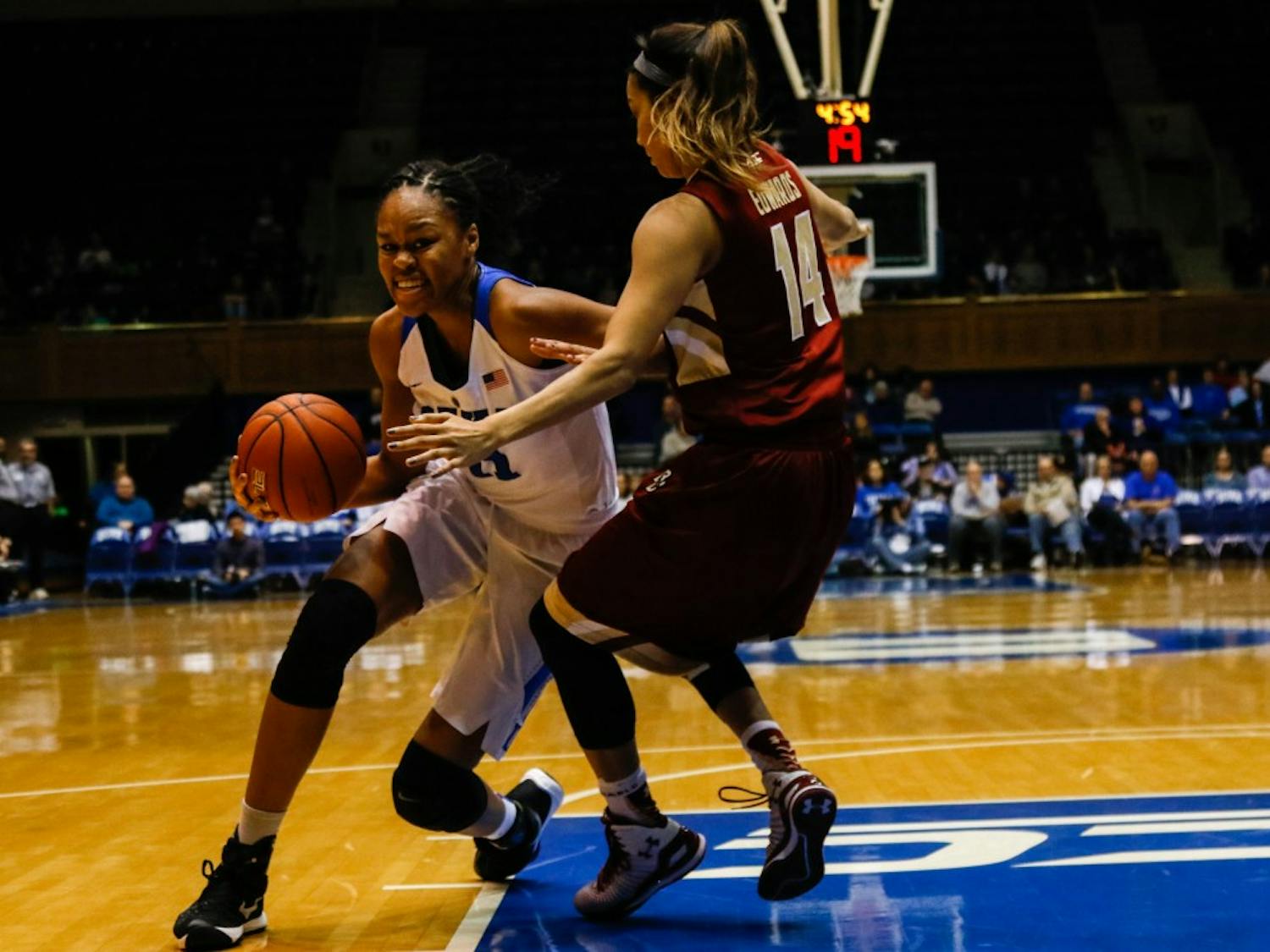 Sophomore Azurá Stevens scored 17 points to go with 14 rebounds as the Blue Devils got back on track with a win against Boston College Sunday.