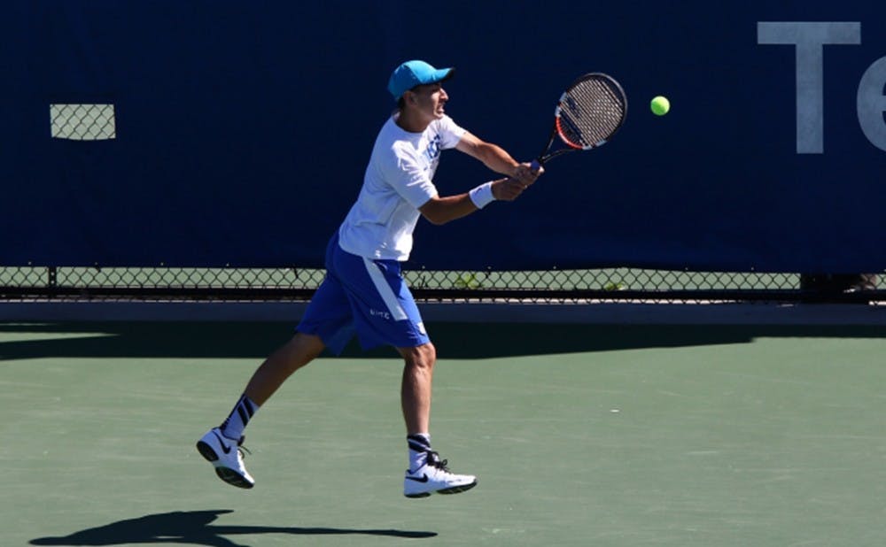 <p>Sophomore Nicolas Alvarez was the lone Blue Devil to notch a singles win Sunday against North Carolina, heading into the postseason riding a three-match winning streak.</p>