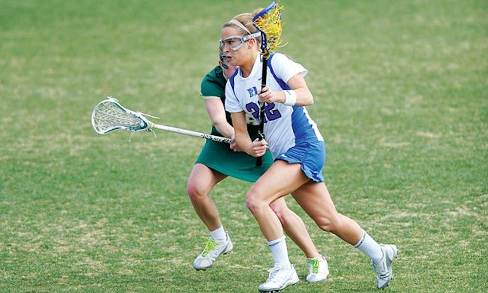 Senior Virginia Crotty scored once, and the Blue Devils rolled Sunday to a 14-11 victory over William &amp; Mary.