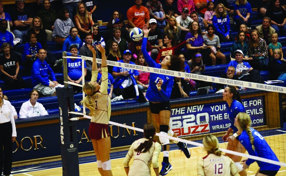 Sophomore Breanna Atkinson recorded a career-high 16 kills as Duke won its first of two road matches this weekend.