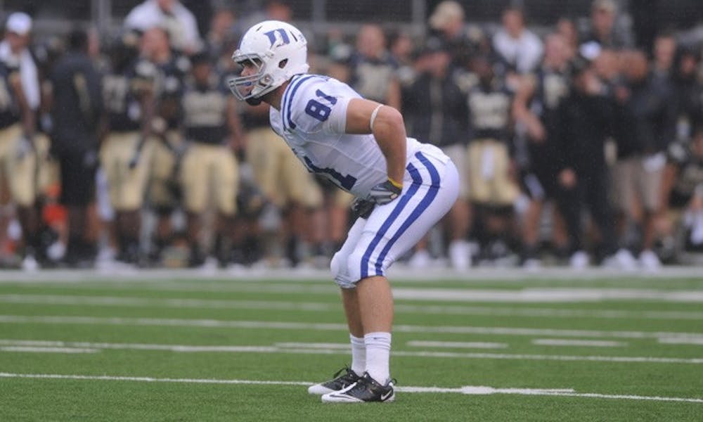 A former member of the Johns Hopkins lacrosse team, Cooper Helfet now lines up at tight end for Duke.