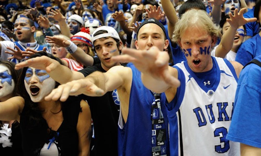 Cameron Crazies engage in a “group ritual” meant to heckle the opposing team during Wednesday night’s game against Florida State.