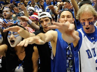 Cameron Crazies engage in a “group ritual” meant to heckle the opposing team during Wednesday night’s game against Florida State.