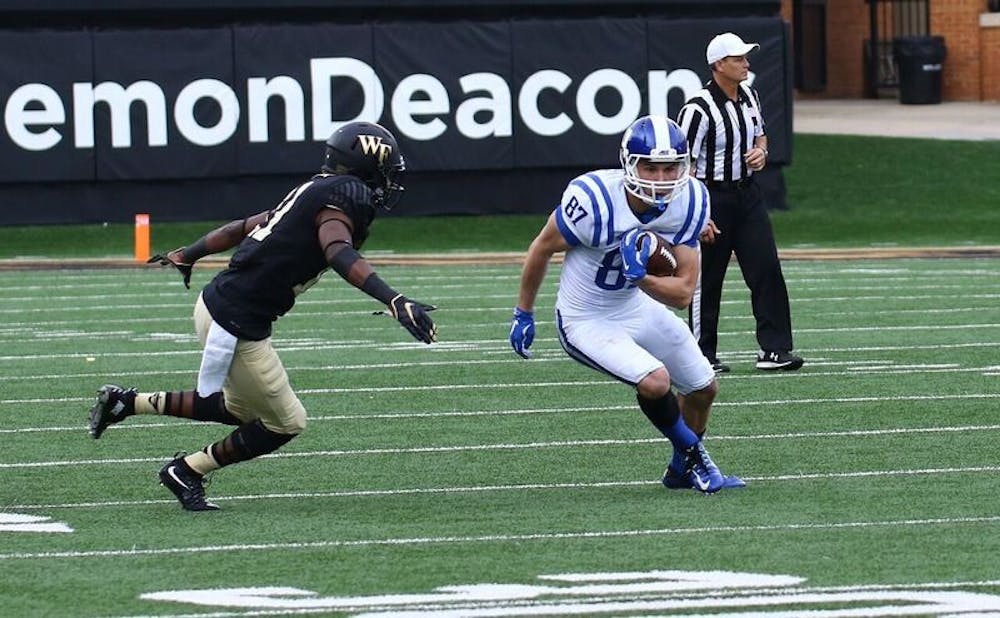 <p>McCaffrey scored in the first quarter to get Duke on the board and found the end zone again in the third quarter as the Blue Devils stretched their lead in the second half.</p>