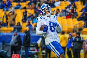 Jordan Moore put up career numbers Saturday with 14 catches for 199 yards in Duke's 28-26 loss.