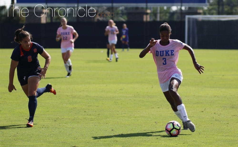<p>Imani Dorsey scored in both of Duke's games last week and is tied for the team lead with seven goals this season.</p>