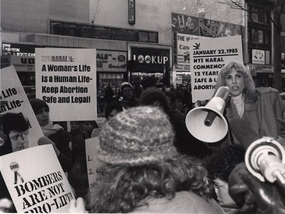 <p>Merle Hoffman, pictured above at an abortion rights rally, is just one of the many women connected to the Sallie Bingham Center for Women's History and Culture.&nbsp;</p>