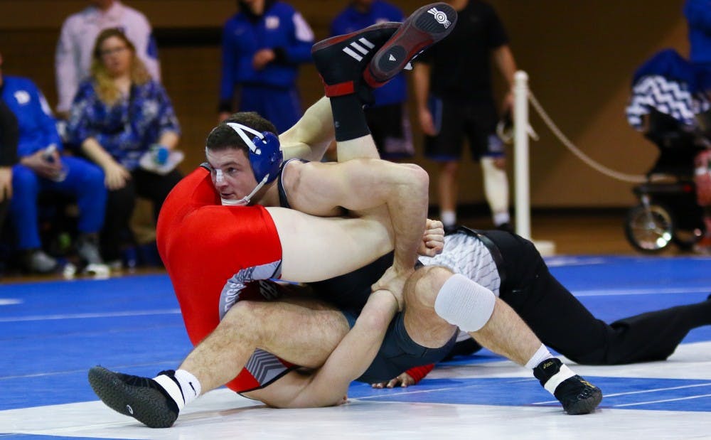 <p>Sophomore Jake Faust competed for the first time this year Sunday and will look to help his team upset No. 10 N.C. State Wednesday evening.&nbsp;</p>