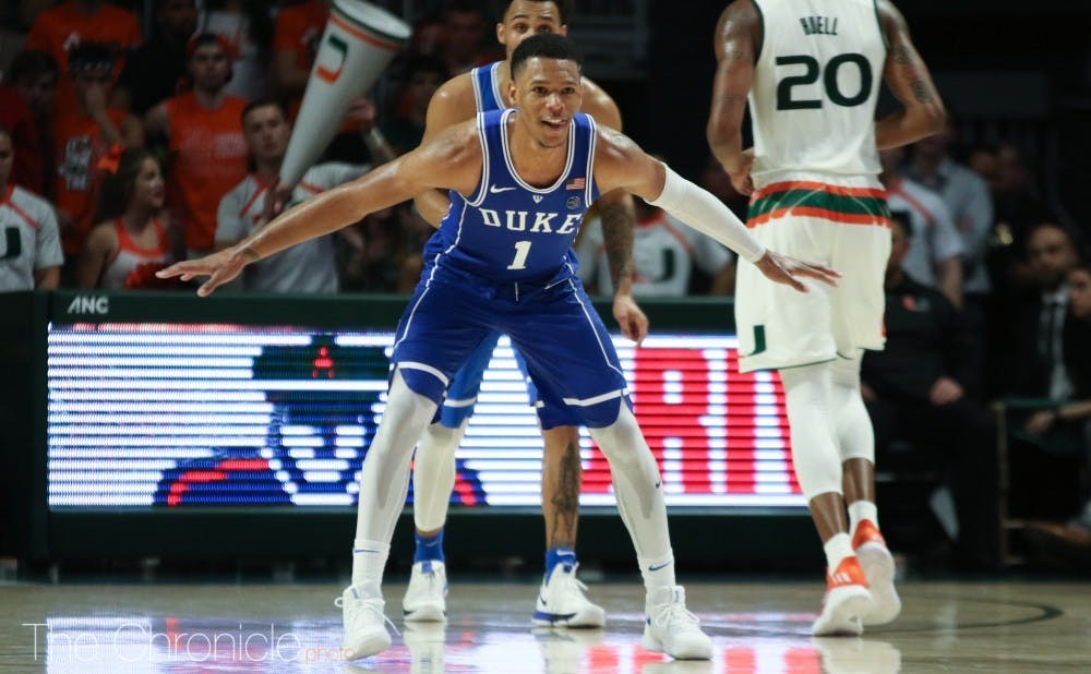Duke made several gritty plays on defense down the stretch to keep the Hurricanes at bay.