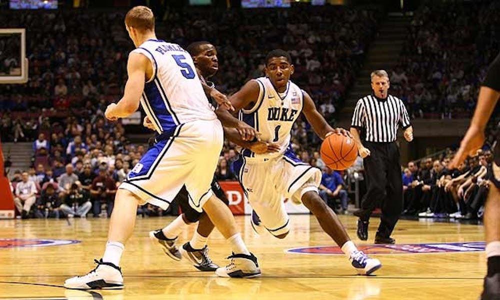 The loss of Kyrie Irving, seen here in better days, finally manifested itself in a defeat to Florida State last night, Scott Rich writes. The freshman’s return is still uncertain.