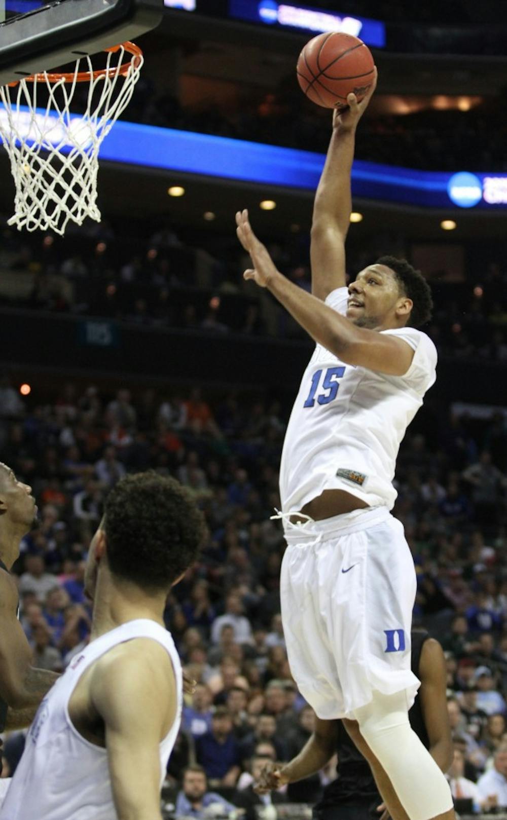 Jahlil Okafor threw down a big dunk in transition to help fuel Duke's quick start.