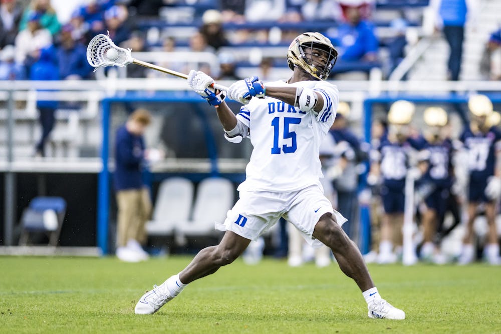 Nakie Montgomery scored a hat trick in Duke's victory over North Carolina.