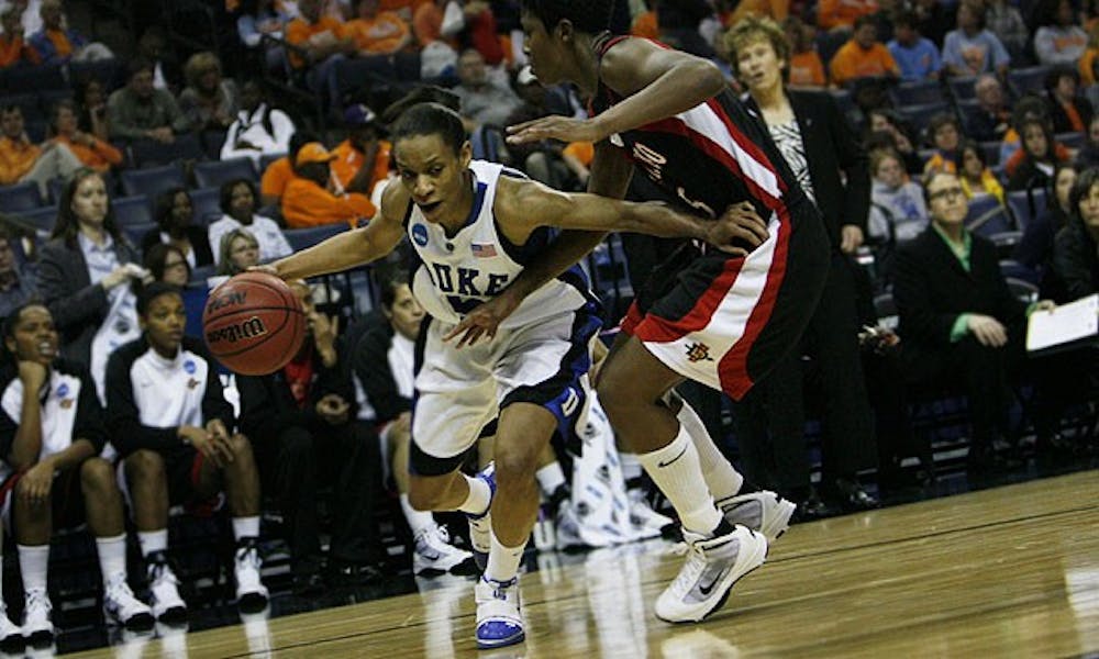 Jasmine Thomas led the Blue Devils to a 66-58 victory over the San Diego State Aztecs, scoring a total of 29 points.