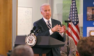Speaking at Cree, Inc. in Durham Thursday, Vice President Joe Biden advocates for the widespread adoption of energy-efficient LEDs. Secretary of Energy Steven Chu accompanied Biden on the visit.