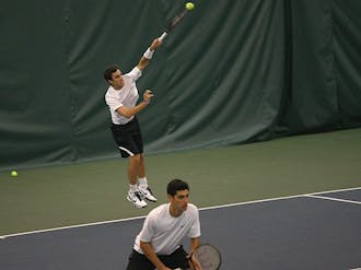 Fred Saba and Jared Pinsky were responsible for the meet’s most exciting match—a back-and-forth 9-8 (10-8) tie-break win over Alex Llompart and Alfredo Moreno.
