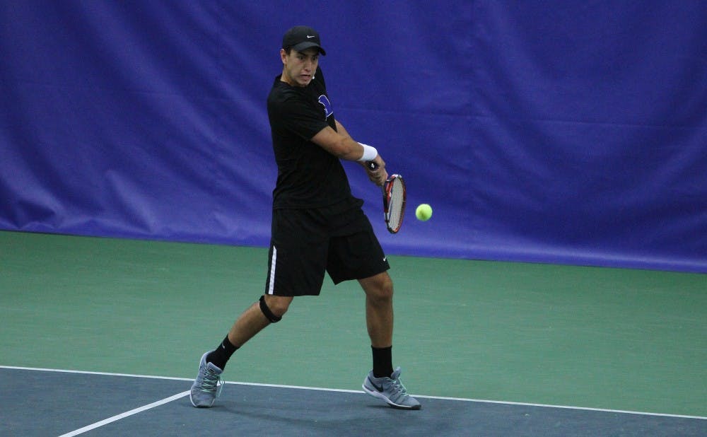 Freshman Nicolas Alvarez and the Blue Devils qualified for the ITA Men’s Team Indoor Championship with Saturday sweep.