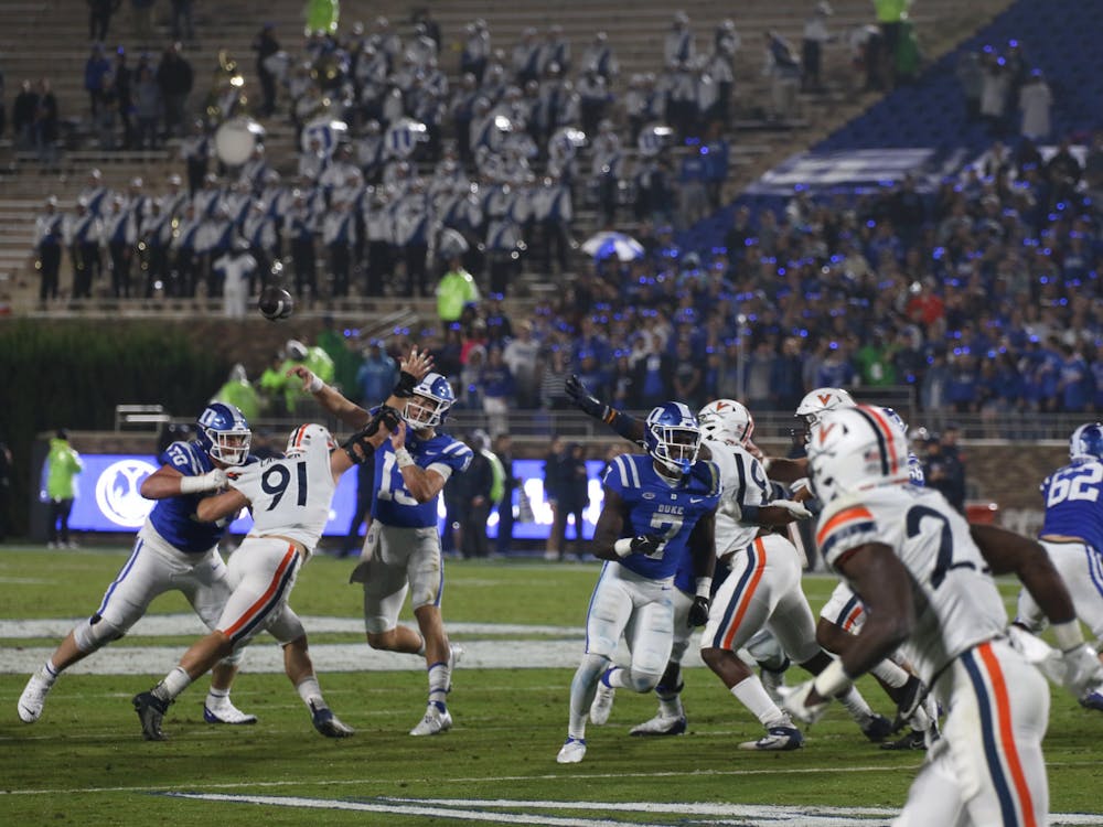 <p>Four Duke football players rushed for more than 30 yards against Virginia.</p>