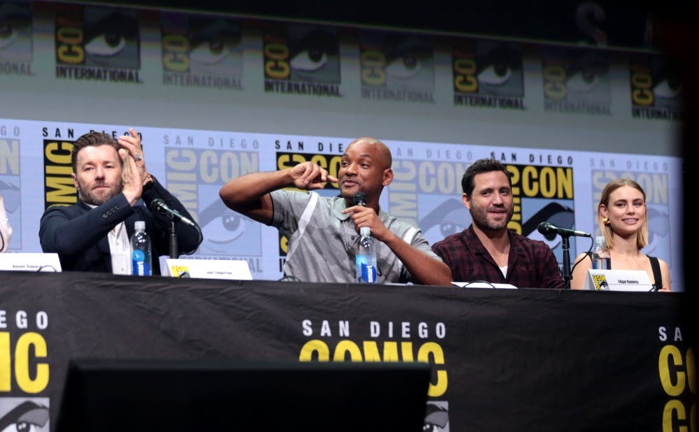 The cast of the Netflix original film "Bright" speaks at San Diego Comic Con 2017.