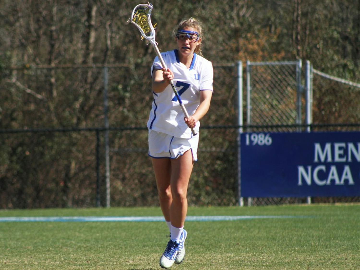 Senior Maddy Acton scored a career-high six goals Sunday, but the Blue Devils could not dig out of an 11-5 halftime deficit against No. 4 Syracuse.