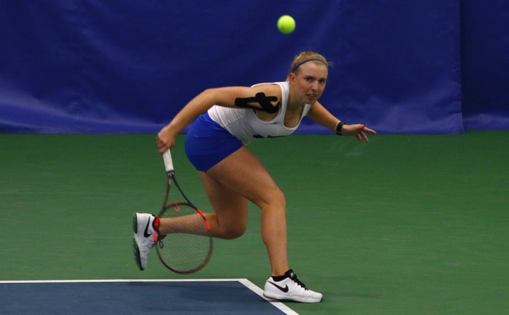 <p>Sophomore Ellyse Hamlin and her teammates were unable to advance to the main draw of&nbsp;the&nbsp;Riviera/ITA All-American Championships this week.</p>