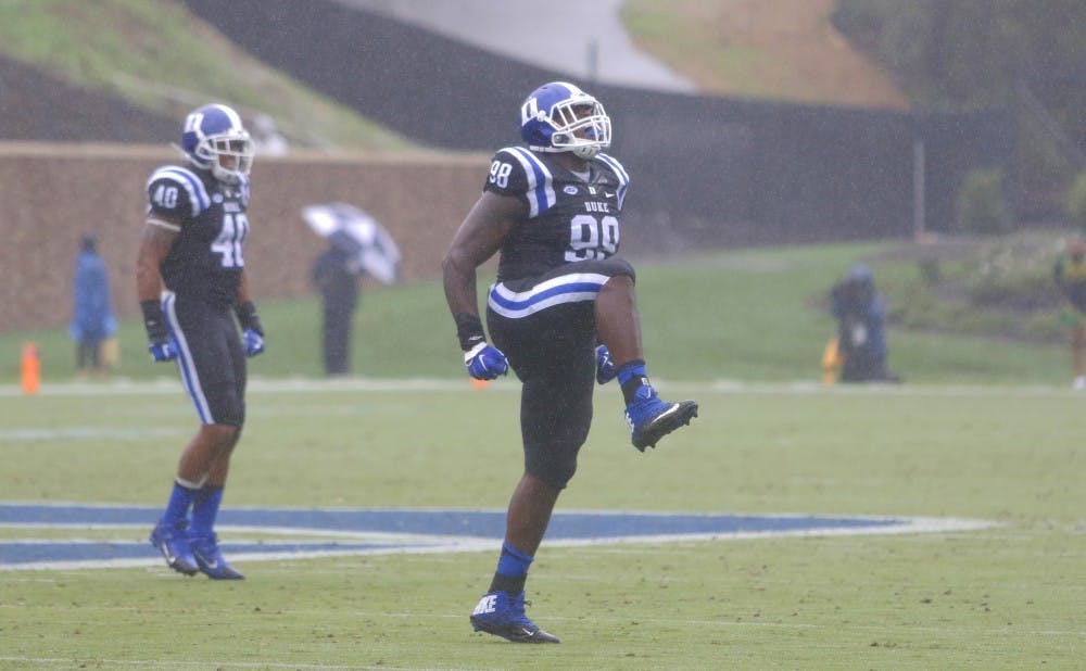 Senior defensive tackle Carlos Wray has teamed with A.J. Wolf to anchor the Duke defense up front, with each lineman collecting 22 tackles through the first six games of the season.