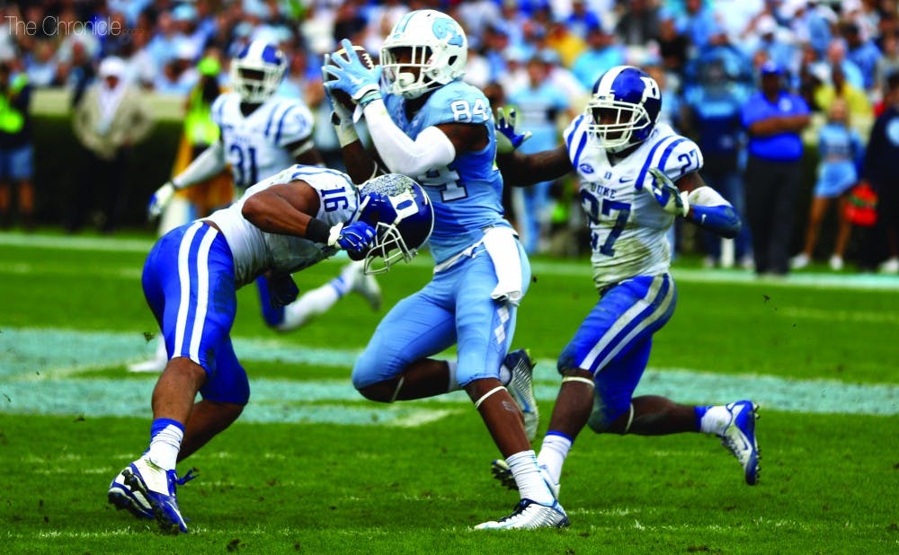 Safeties Jeremy Cash (left) and DeVon Edwards will help the Duke defense try to rebound Saturday against Pittsburgh after giving up 66 points to North Carolina last weekend in Chapel Hill.
