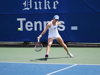 Junior Chalena Scholl helped Duke win the doubles point Friday&nbsp;and won her singles match in straight sets.