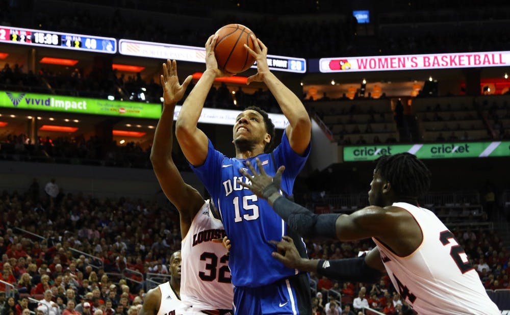Duke has struggled from the perimeter of late, but was able to use Jahlil Okafor and a zone to control the paint and knock off Louisville Saturday.