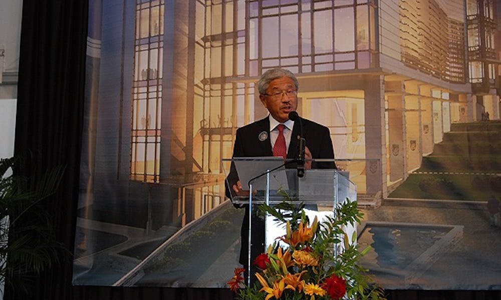Dr. Victor Dzau, chancellor for health affairs and CEO of Duke’s health system, spoke at the groundbreaking ceremony of the Learning Center Friday afternoon.