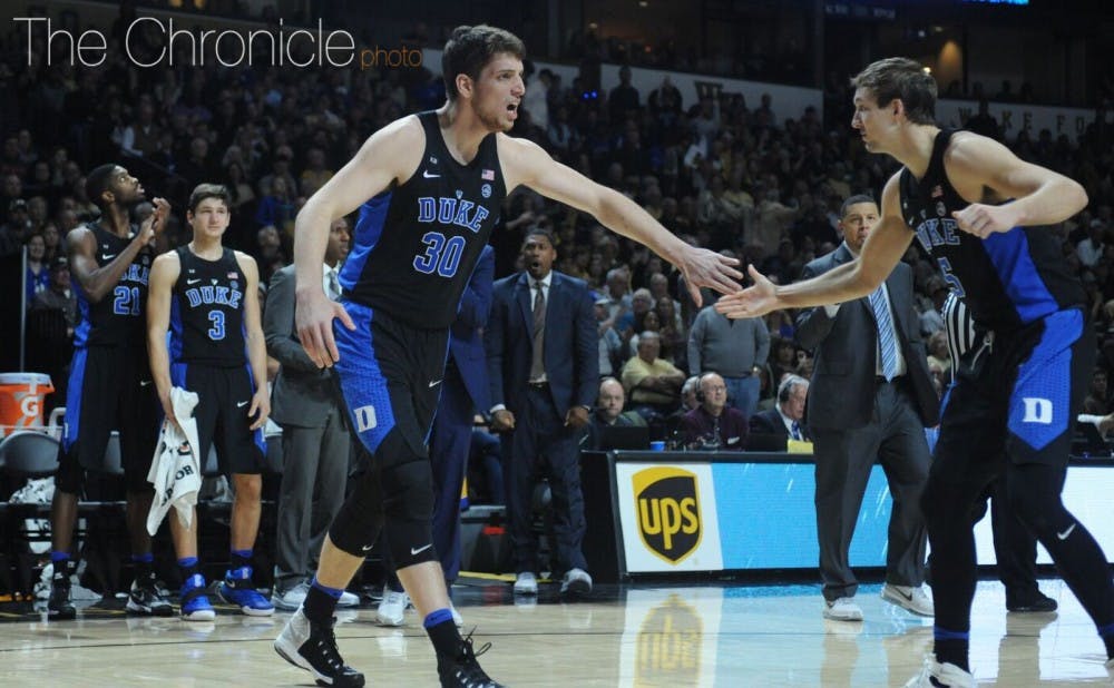 <p>Sophomore center Antonio Vrankovic scored for the first time since Dec. 3 with the Blue Devils decimated by foul trouble.&nbsp;</p>