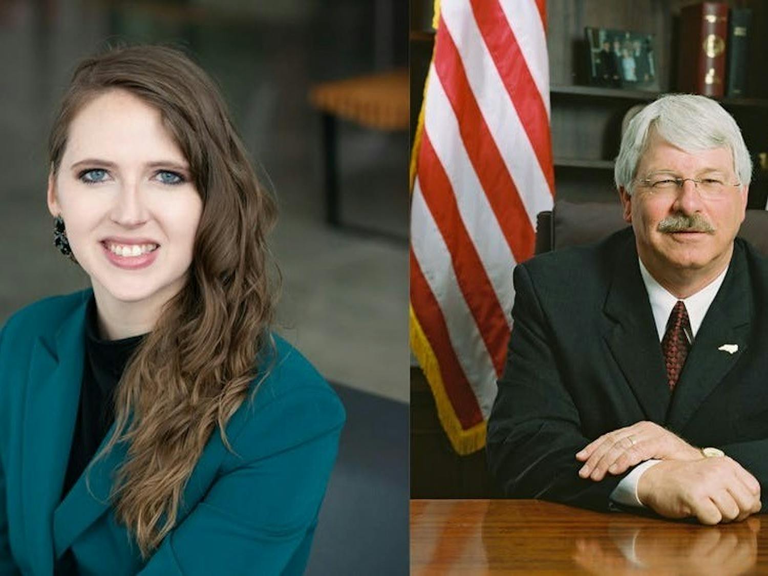 Democrat Jenna Wadsworth (left) and incumbent Republican Steve Troxler (right) are the candidates for N.C. Commissioner of Agriculture.