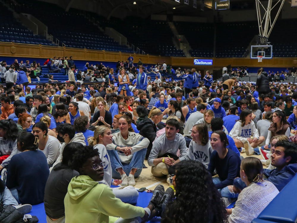 Students pack the court at the Jan. 12 tenting entry test.