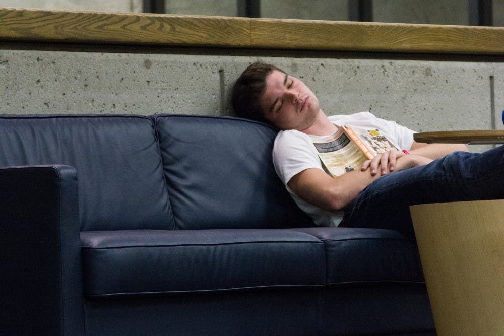 A lack of sleep would occasionally catch up with students, whether in dorms, libraries or the Bryan Center.