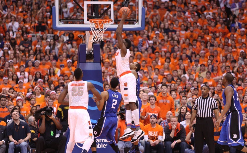 Jerami Grant scored eight points in overtime to lead the Orange past the Blue Devils last February.