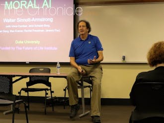Walter Sinnott-Armstrong examined how&nbsp;morality and&nbsp;artificial intelligence relate during a talk Monday evening.&nbsp;