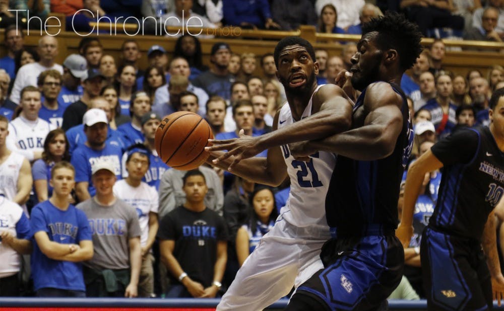 Senior Amile Jefferson made five of six shots in the second half on his way to 13 points and eight rebounds in Saturday's win.