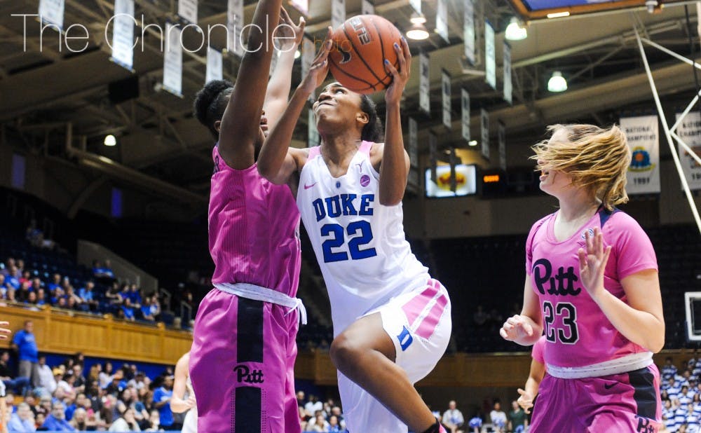 <p>Oderah Chidom averaged at least eight points and five rebounds per game&nbsp;in each of her last three seasons at Duke.</p>
