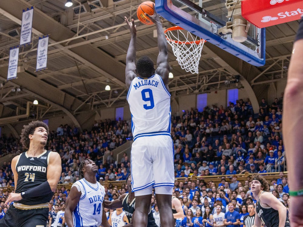 Khaman Maluach rises up for a slam against Wofford. 