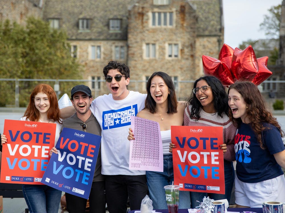 <p>Left to right: Mia Rothschild, Alex Dray, Mick Tobin, Katelyn Cai, Tara Singh, Chloe Decker at Democracy Day.</p>