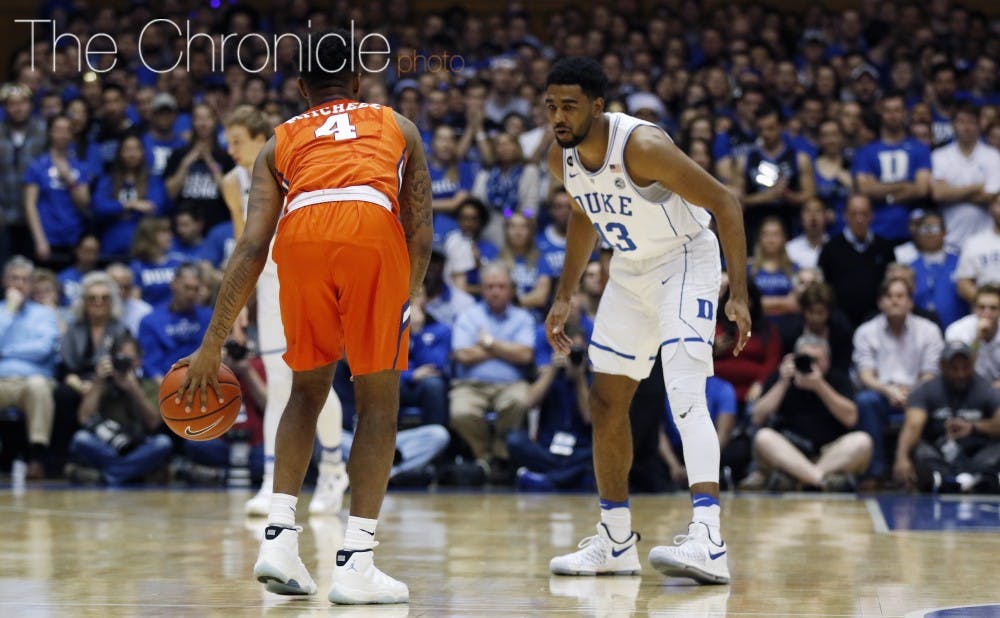 <p>Matt Jones leads the Blue Devils and is fifth in the ACC with 42 steals this season, which could result in a few critical transition points against Virginia.</p>