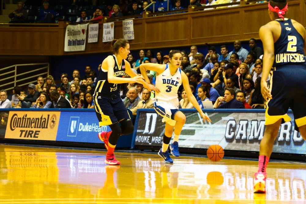 Angela Salvadores led the Blue Devils down the stretch&mdash;scoring six straight points to bring Duke within three&mdash;but it was not enough Sunday against Georgia Tech.&nbsp;