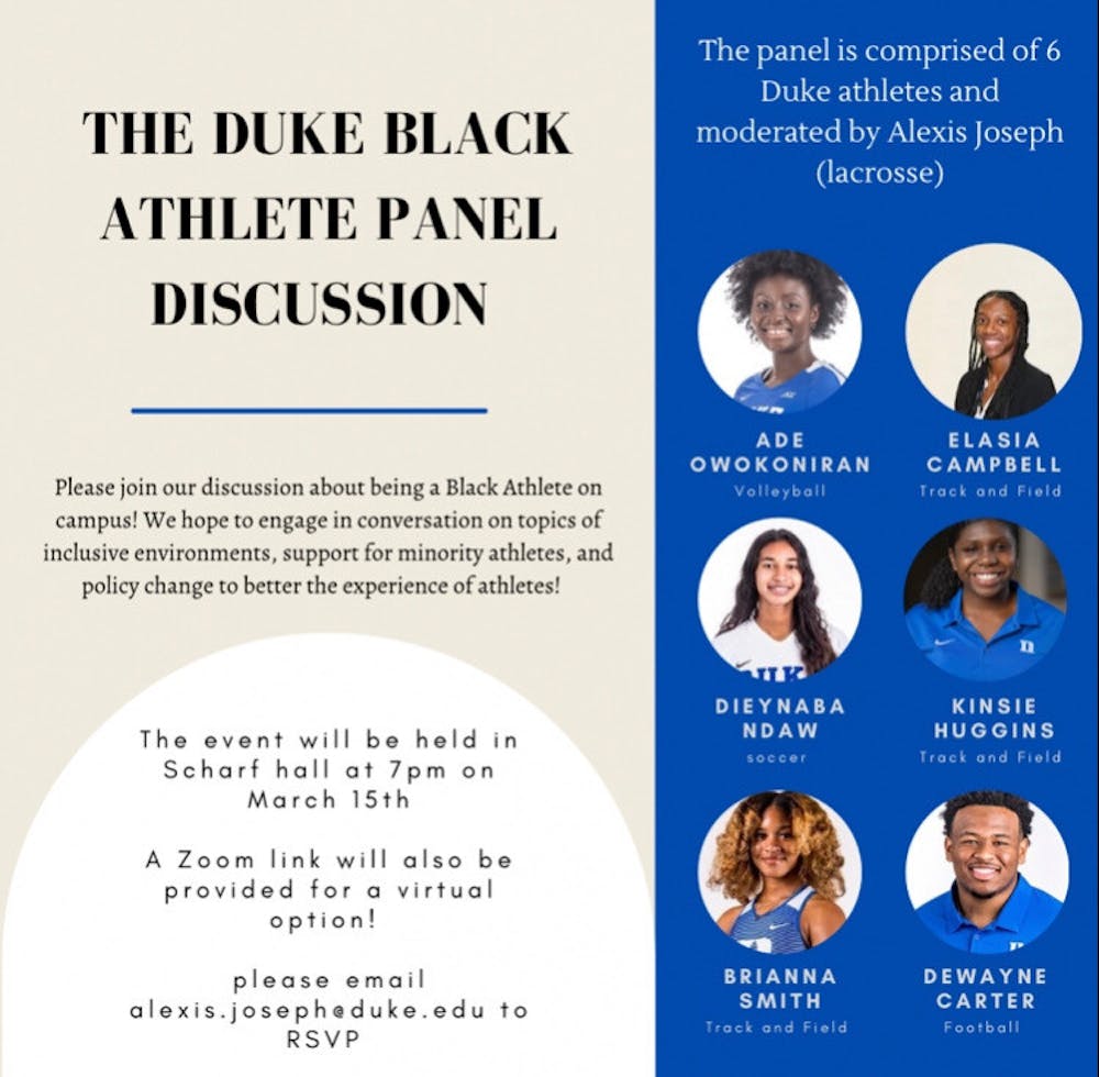 <p>Six athletes formed the panel during the Duke United Black Athletes discussion that took place March 15.&nbsp;</p>