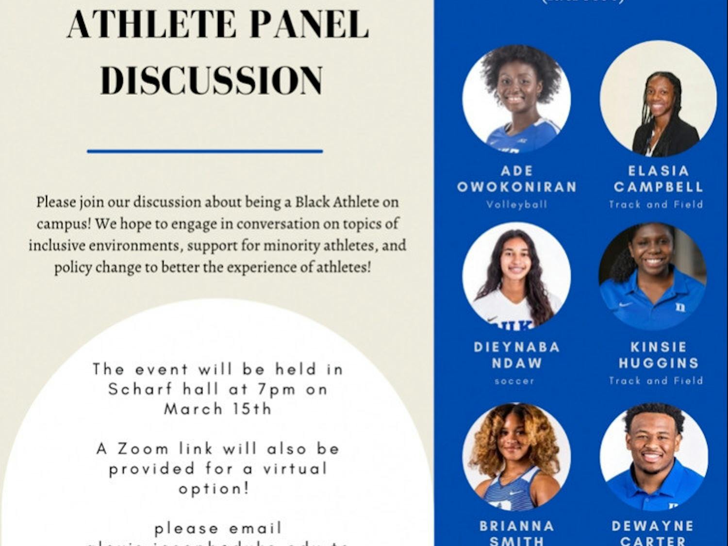 Six athletes formed the panel during the Duke United Black Athletes discussion that took place March 15.&nbsp;
