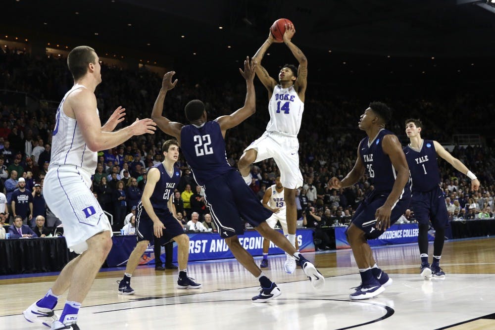 The Blue Devils turned in two very different 20 minutes Saturday in Providence, but the first half provided enough to get Duke past Yale and&nbsp;into the Sweet 16.
